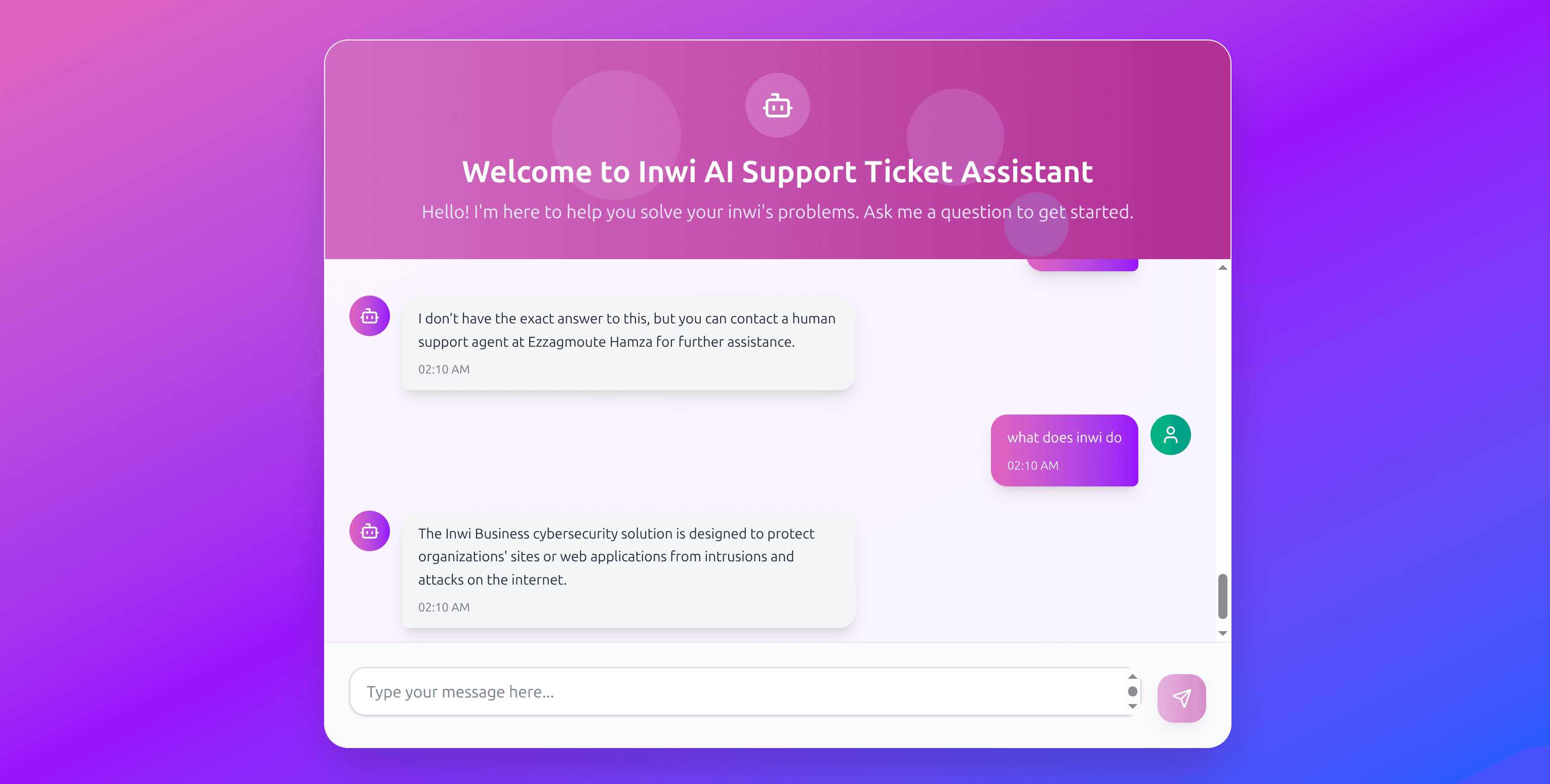 RAG AI Chatbot Assistant for Inwi (Telecom Company) project
